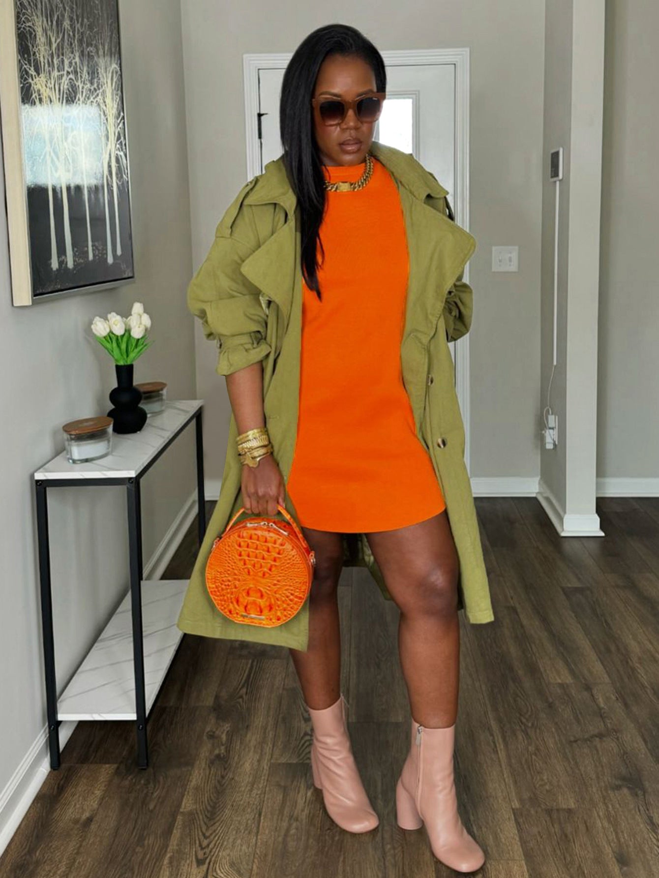 Women Oversized Trench Coat Maxi Turndown Collar Coat