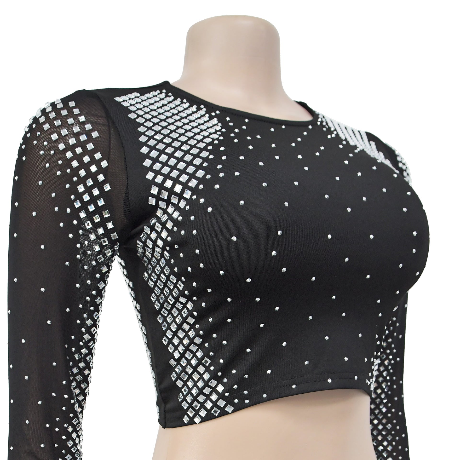 Beaded Long Sleeve Slim Two Piece Skirt Set（customized,MOQ 6pcs/size/color,process time 7-10 days） 16