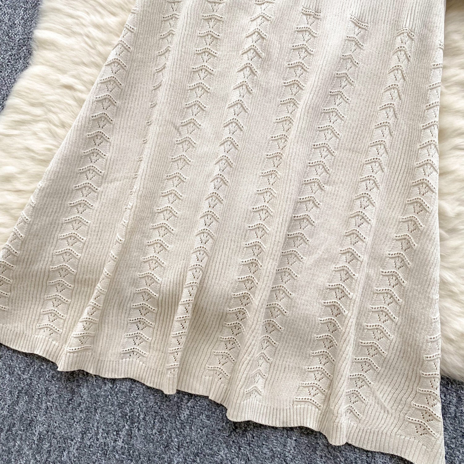 Women Fall French Elegance Metal Button Ribbed Knitting Dress 14