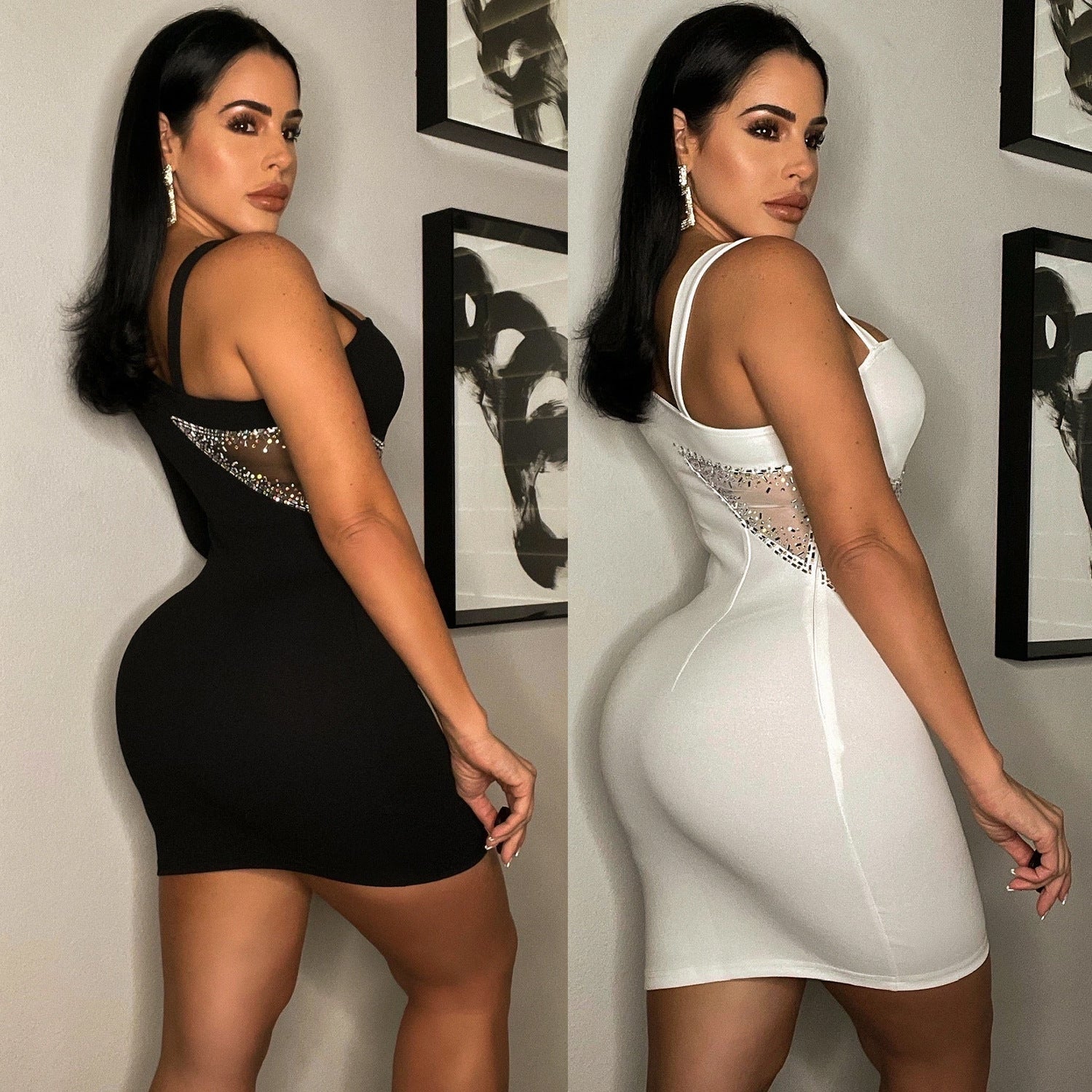 Summer Women Fashion Sexy Tight Fitting Bodycon One Shoulder Sleeve Dress