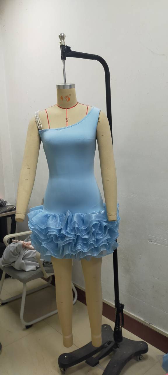 Sexy Strap Off Shoulder Slim Ruffled Mesh Patchwork Party Dress 13