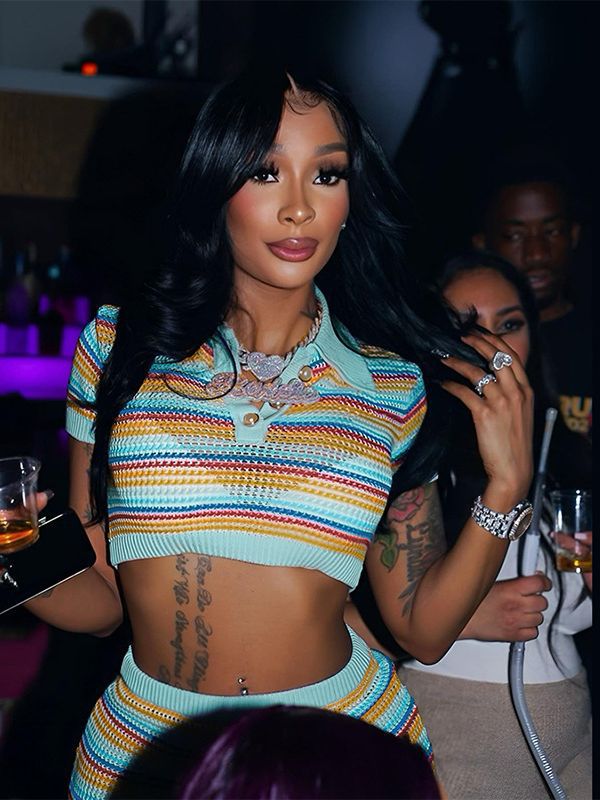 Fashion Turndown Collar Short Sleeve Crop Stripe Colorblock Sexy Knitting Short Slim Fit Women's Dress