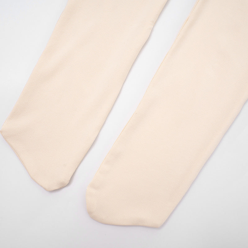 Women Autumn/Winter Solid Turtleneck Long-Sleeved Bodysuit with Covered Legs Two-Piece Set 23