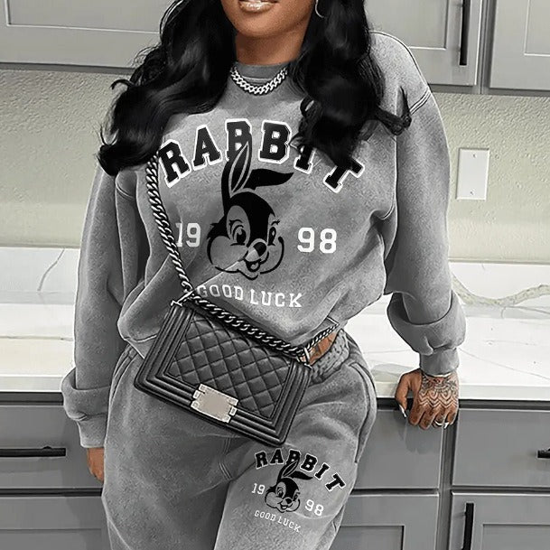 Women rabbit print Top and Pant two-piece set 6