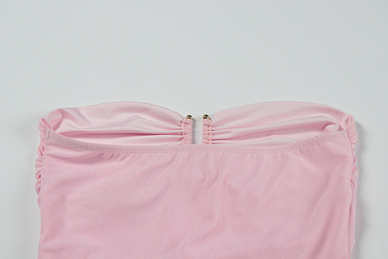 Summer Women's Fashion Chic Sexy Ruffle Strapless Slit Long Dress 20