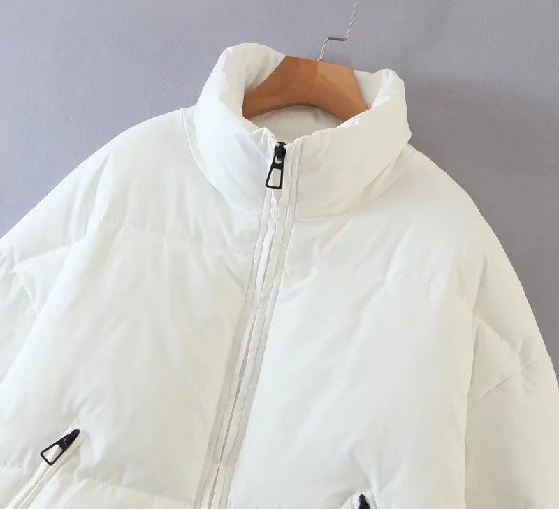 women's winter style fashion Stand Collar zipper pocket warm cotton-padded jacket 76