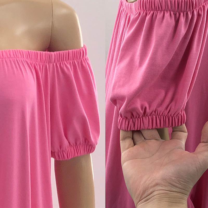 Women's Solid Color Loose Long Length Short Sleeve Jumpsuit Women's Bodysuit 28