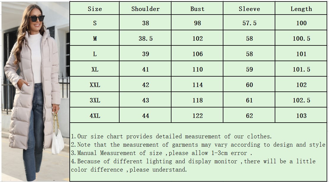 Winter Hooded Women'S Cotton Down Coat Women Long Slim Fit Cotton Padded Jacket Warm Women'S Coat 8