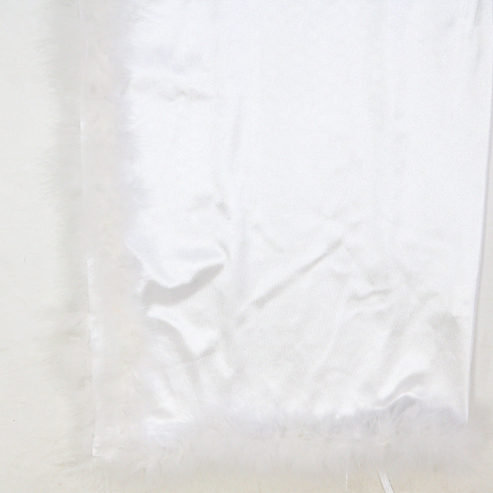 Women summer sexy backless feather lace dress 11