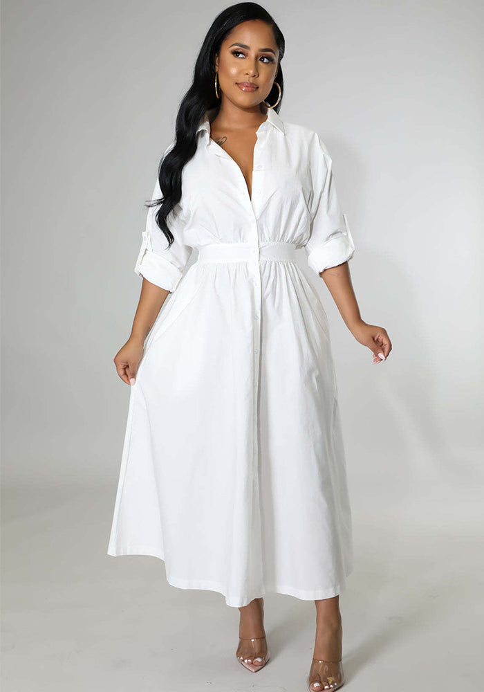 Women'S Dress Fashion Shirt Dress Tunic Loose Long Sleeve Long Dress 6