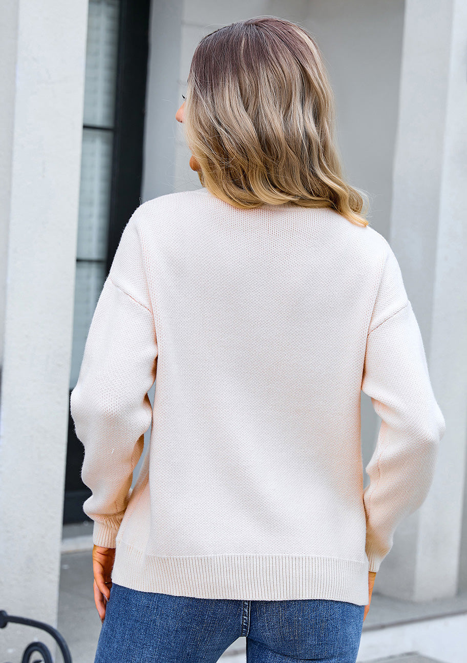 Autumn Winter Sweater Women's Bow Color Matching Knitting Pullover Shirt 28