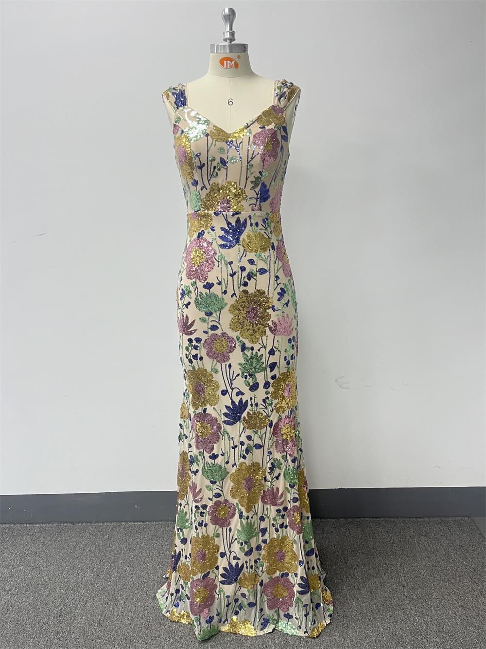 Women's Sleeveless Elegant Evening Dress  V-Neck Sequin Embroidered Party Mermaid Dress 10