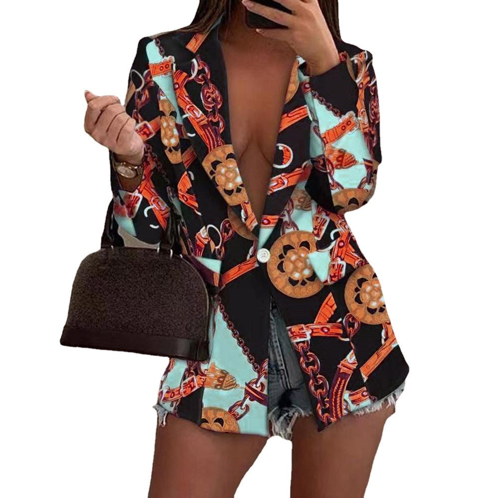 Fall/Winter Long Sleeve Fashion Sexy Print Blazer Jacket 5