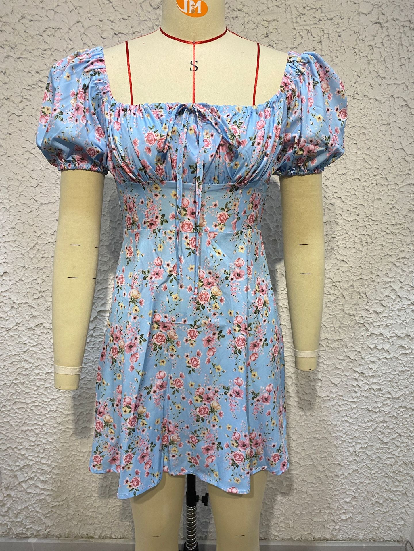 Women'S Summer Fashion Puff Sleeve Floral A-Line Summer Female Dress 15