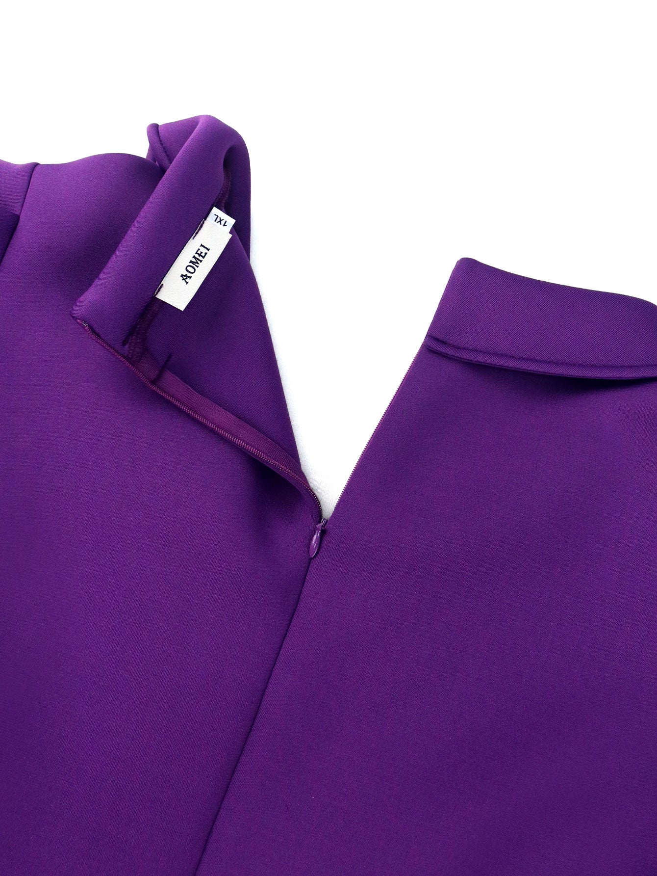 Chic Turndown Collar Solid Color High Waist  Plus Size Party Dress 10