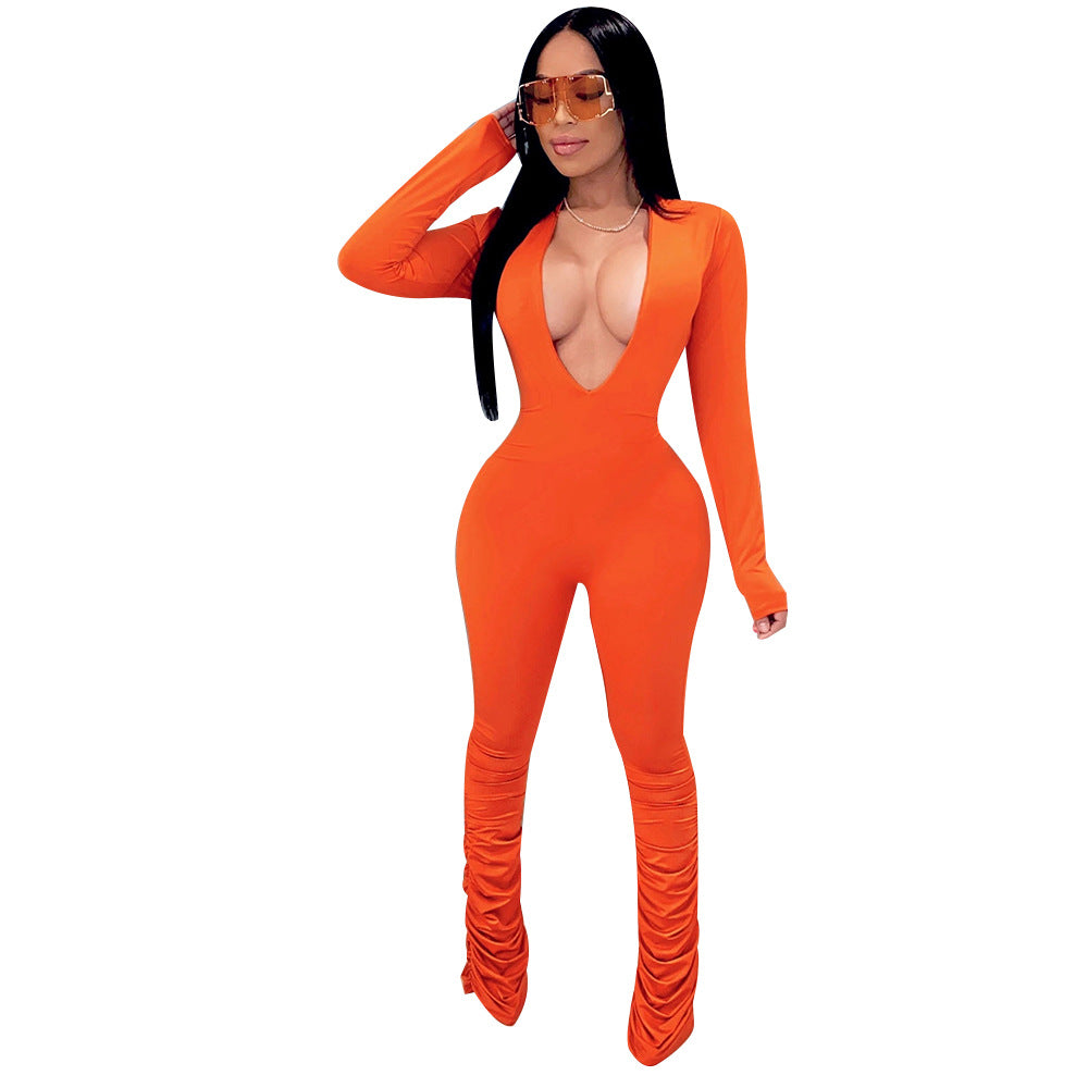 Women Solid V Neck Jumpsuit 9