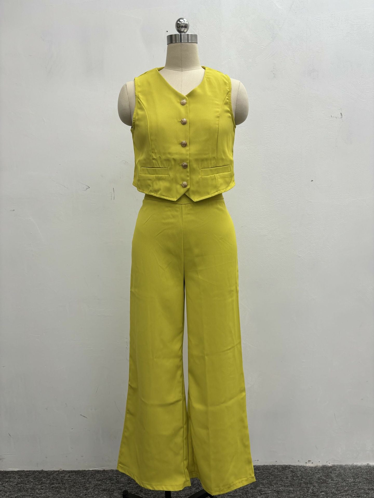 Summer Suit Women's Fashion Casual Solid Color Vest Trousers Two-Piece Set 10