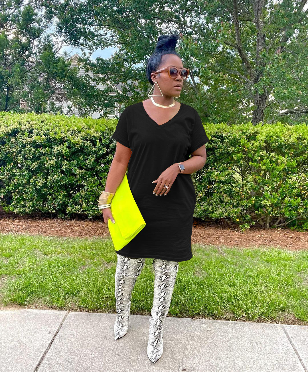 Women's V-Neck Solid Color Women's Fashion Dress 5