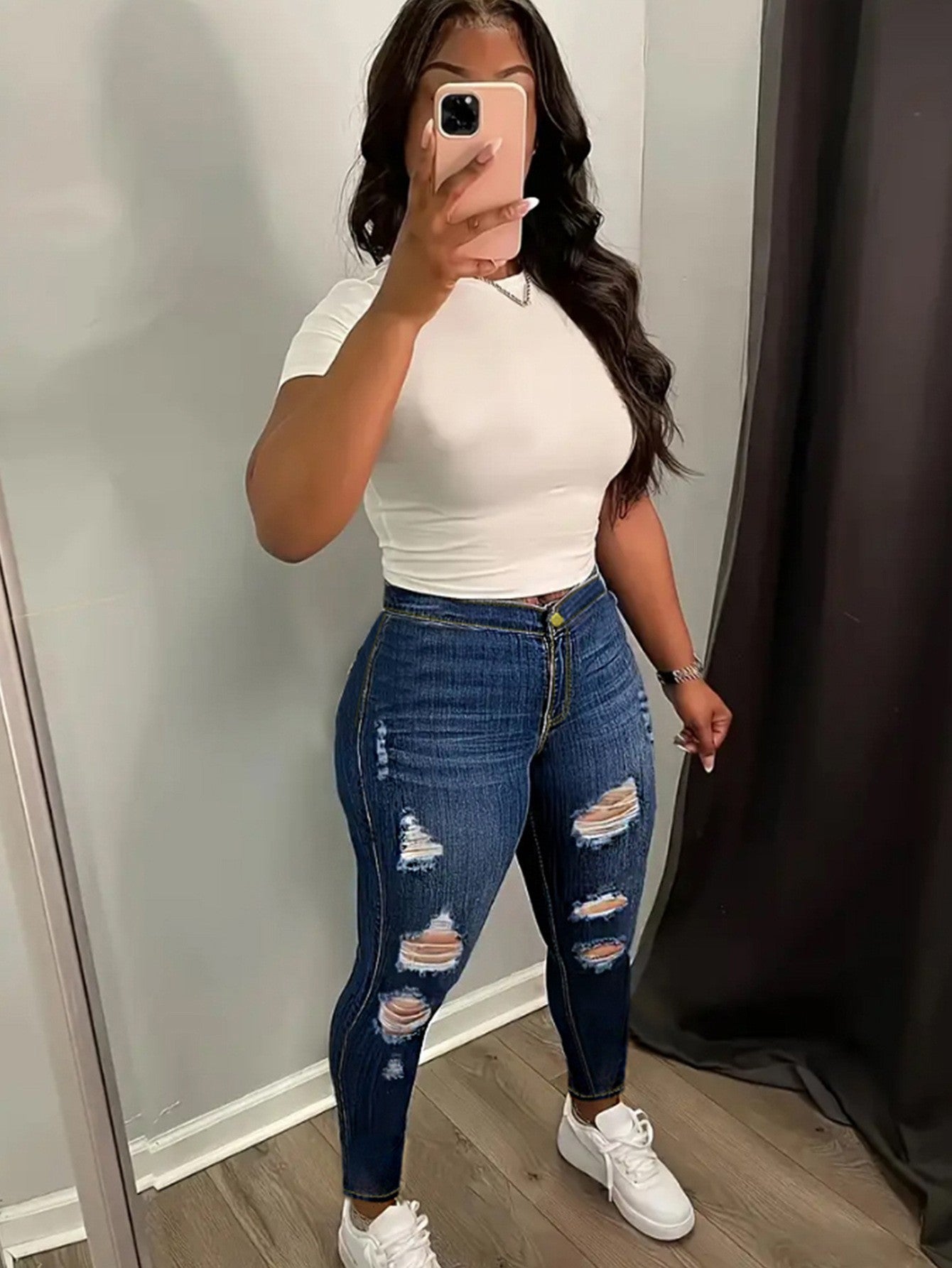 Women Ripped Stretchy Denim Pants 3