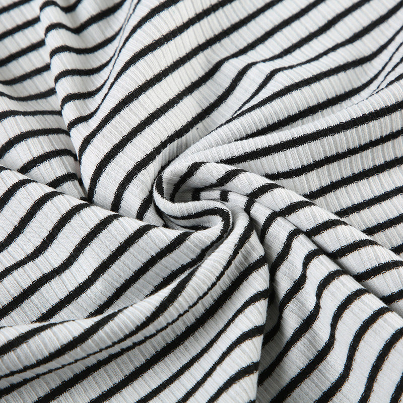 Casual Lace Patchwork Striped U-Neck Vest Low Waist Shorts Women's Two Piece Set 15