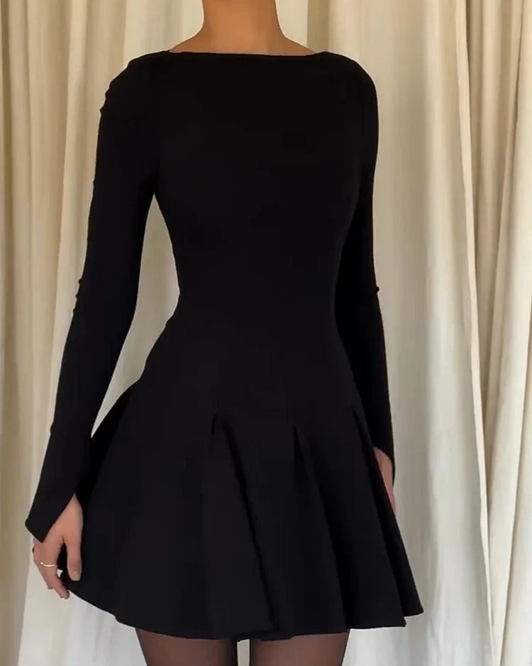 Summer Solid Color Slim Fit Long Sleeve WomenŸ??s Elegant Dress