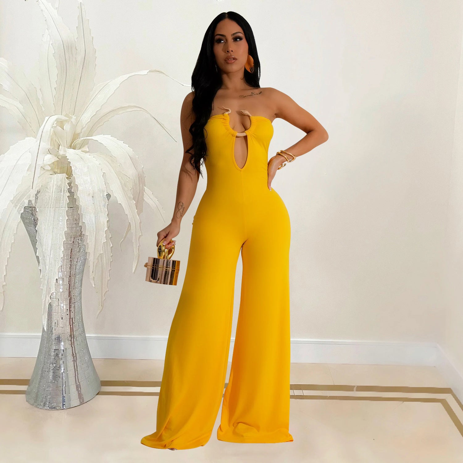 Women Solid off Shoulder Jumpsuit 7