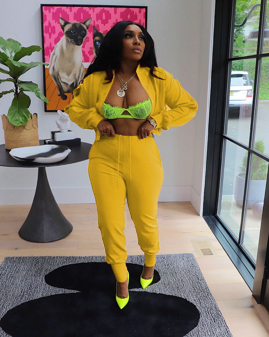 Women sports zipper jacket and Pant two-piece set 9