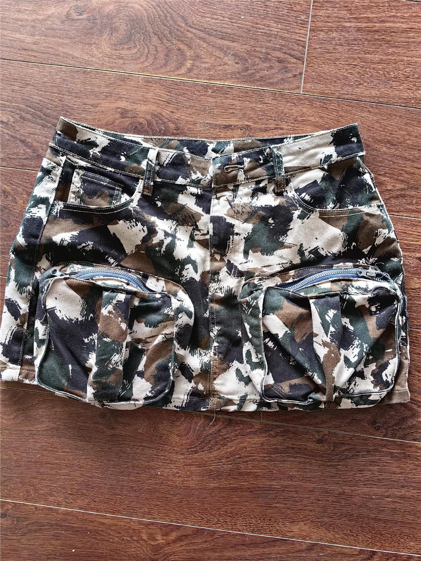 Camo Cargo Skirt Stretch Pocket Camouflage Mini Skirt 8