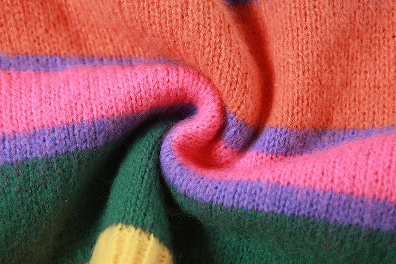 Autumn Women's Sexy Knitting Long-Sleeved Contrast Color Top High Waist Bodycon Skirt Suit For Women 27