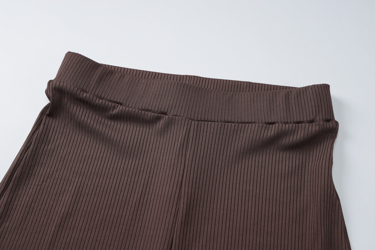 Women Off Shoulder long-sleeved Top Bell Bottom Pant two-piece set 11