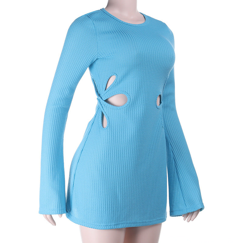 Women Fall Cutout Long-Sleeved Mini Dress 7