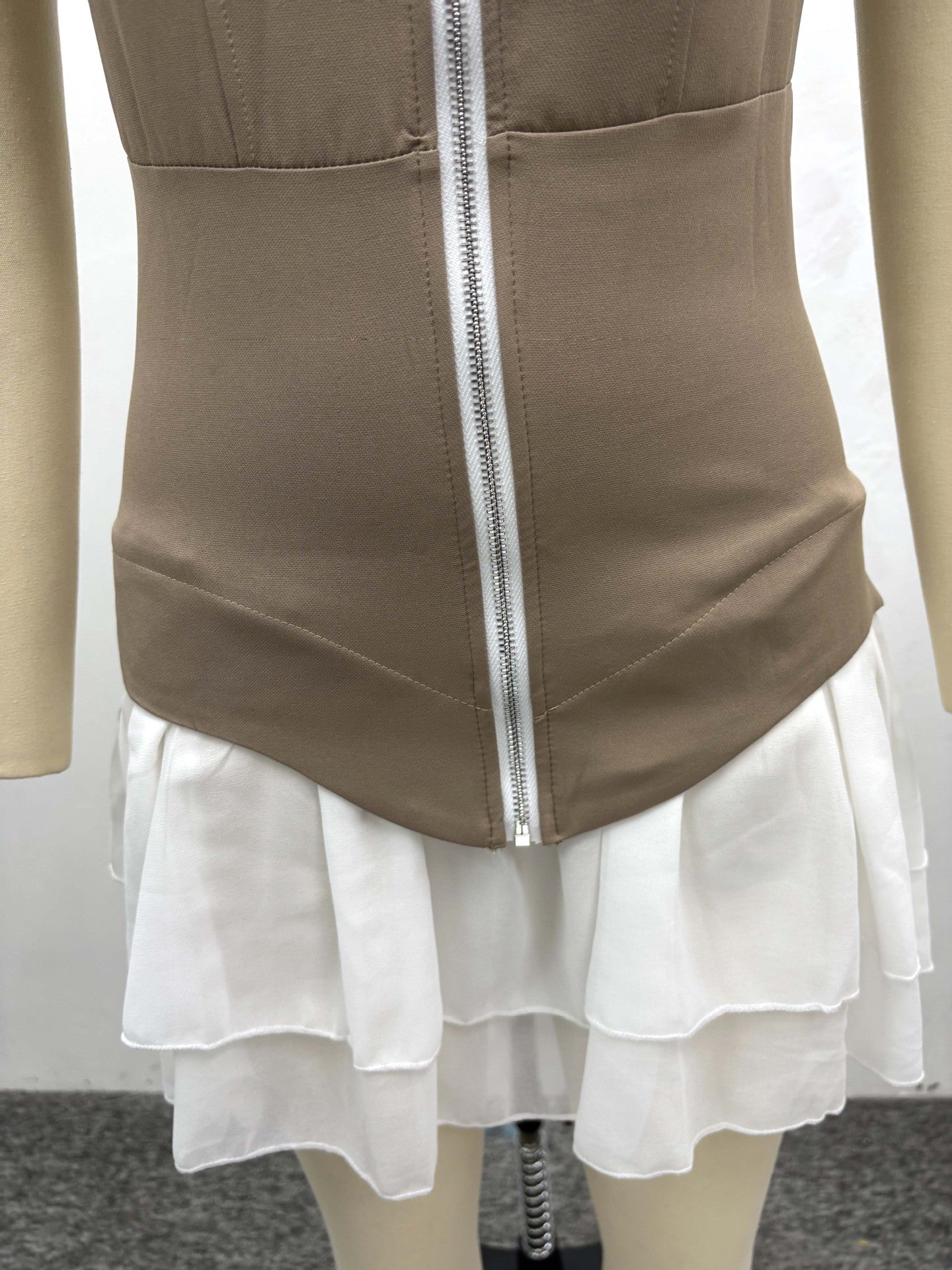 Summer Sexy Zipper Strap Women's Patchwork Pleated Short Dress 13