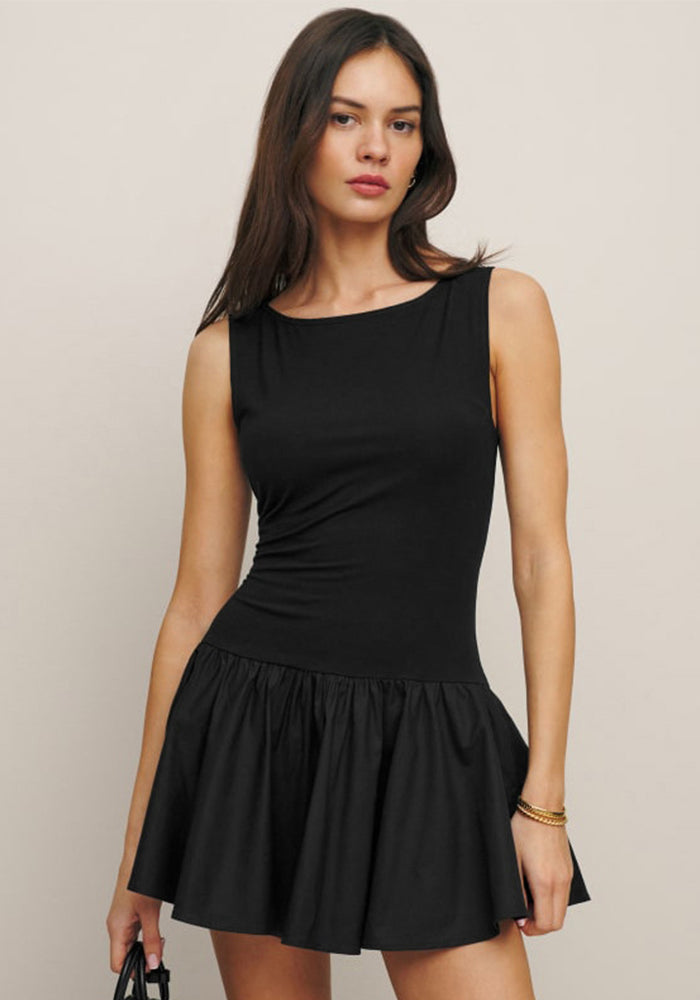 Summer Solid Color Round Neck Sleeveless Patchwork Slim Fashion Short Dress