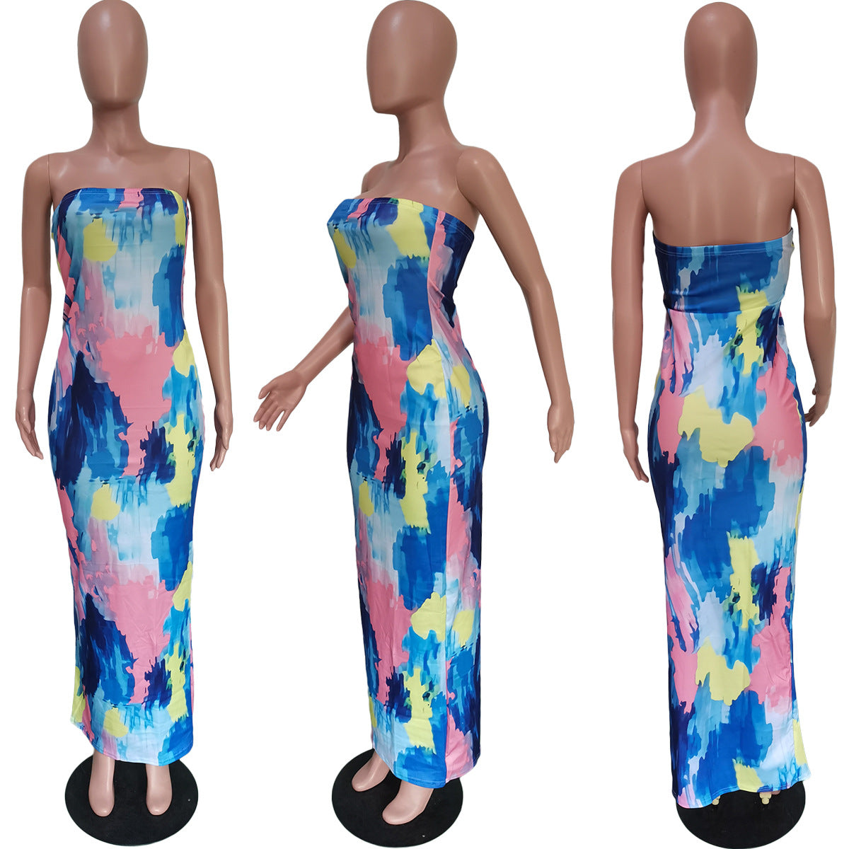 Women's Plus Size Women's Spring/Summer Colorful Tie Dye Off Shoulder Wrap Dress 14