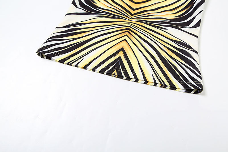 Summer Women's Zebra Print Deep V-Neck Top & Slim Shorts Set 12