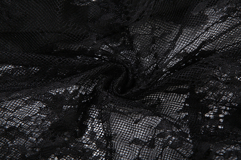 Women autumn sexy mesh see-through top and long skirt two-piece set 19