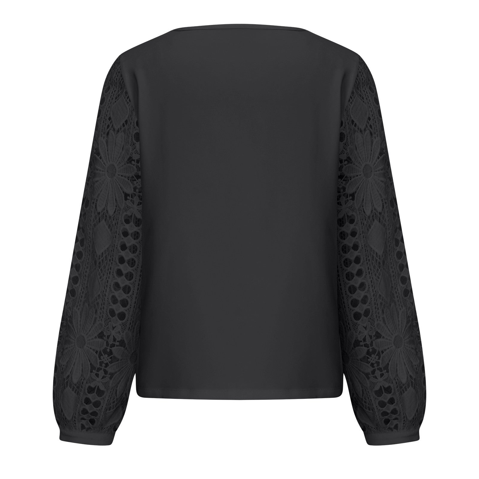 Women's Spring And Autumn Fashionable Elegant Lace Patchwork Knitting Shirt Top 16