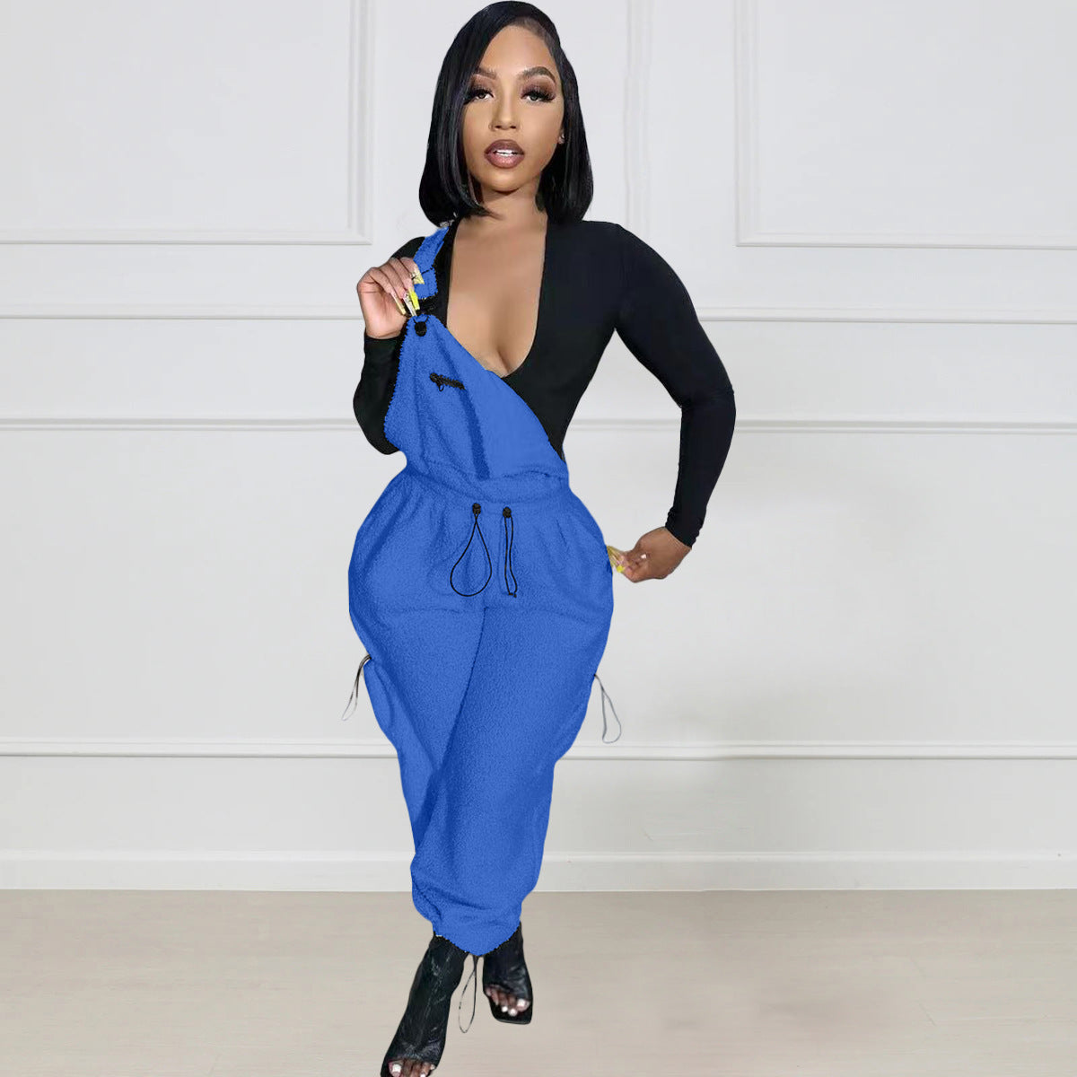 Casual Women's Loose Fashionable Drawstring Overalls Jumpsuit 7