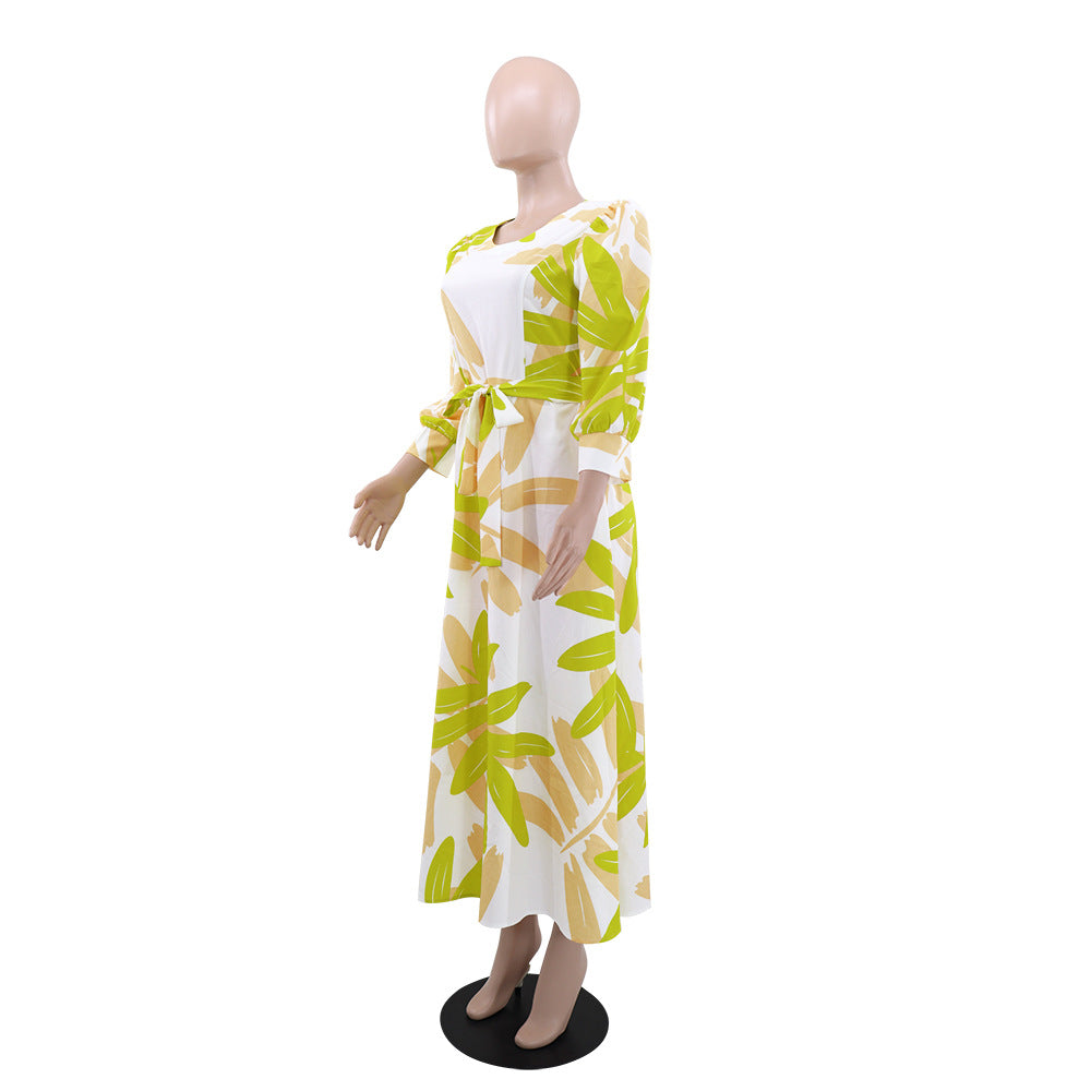 Autumn And Winter Long-Sleeved Elegant Chic Slim Waist Belt Women's Long Dress 4