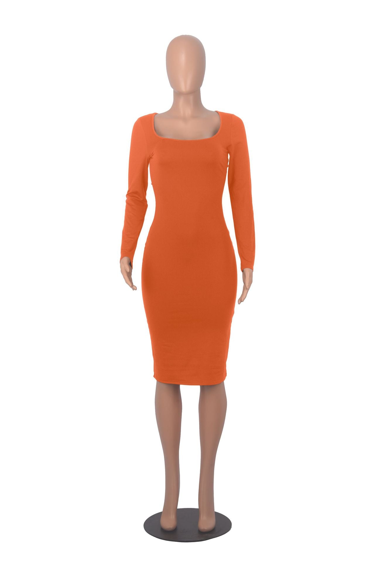 Women Sexy Long Sleeve Round Neck Bodycon Dress 21