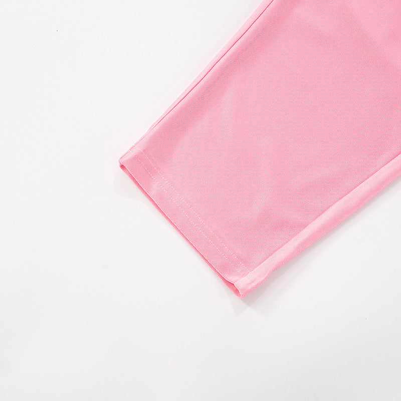 Women's Summer/Fall Halter Neck Low Back Lace-Up Faux Fur Tight Slim Solid Knee-Length Shorts Set 22