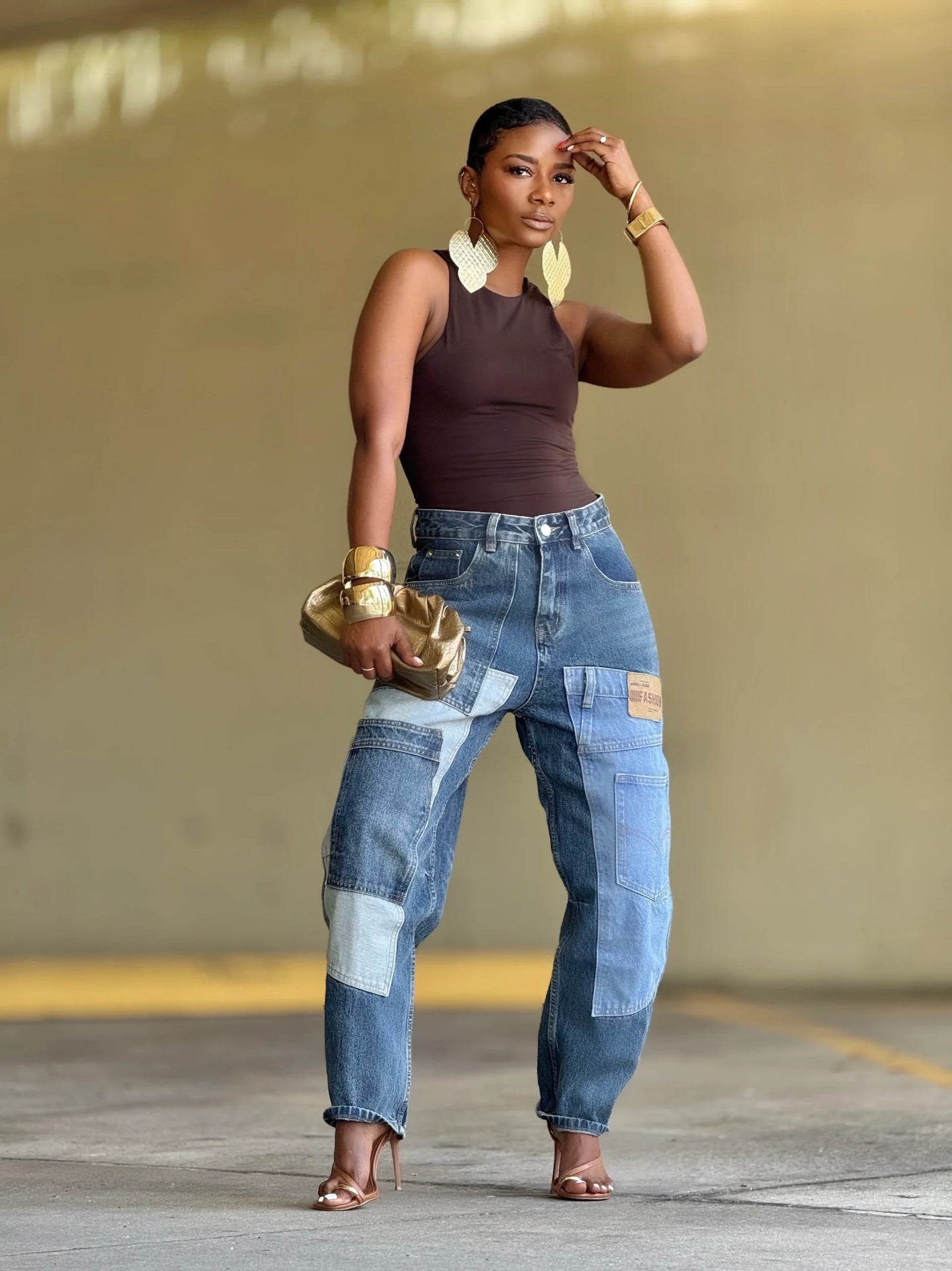 Women's Patchwork Denim Pants 3