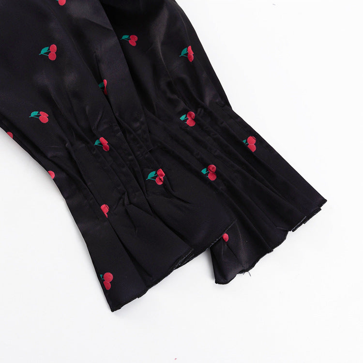 Women's Printed Round Neck Long Sleeve Dress Fall Fashion Slim Waist Satin Maxi Dress 24