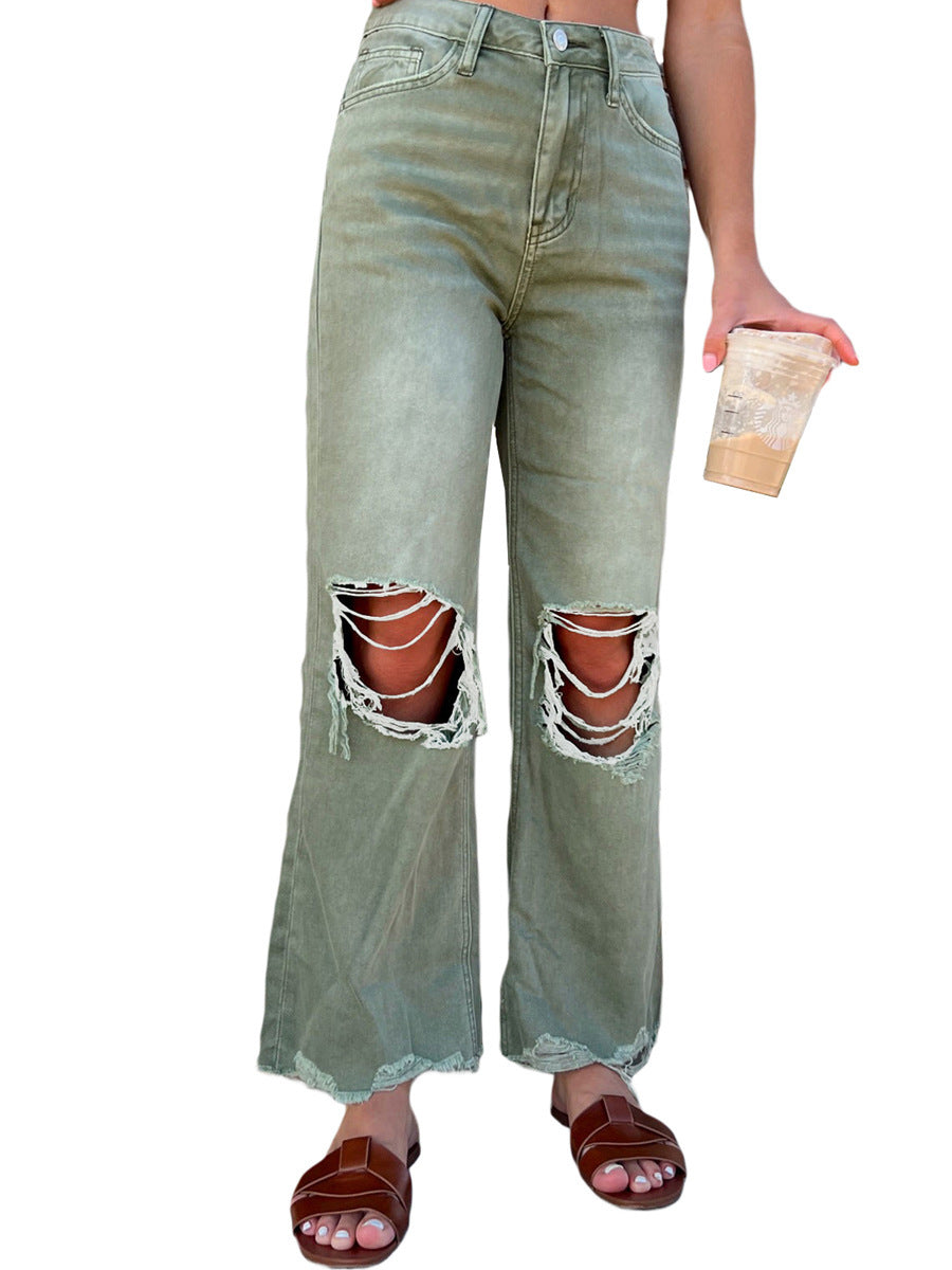 Women Loose Ripped Denim Pants 10