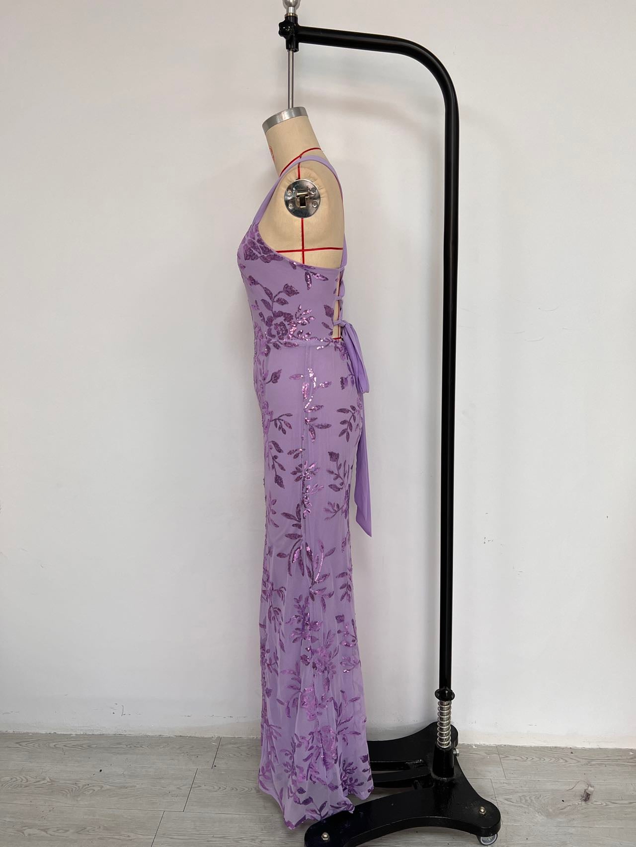 Spring Summer Fashion Sexy Sleeveless Low Back High Slit Gown 15