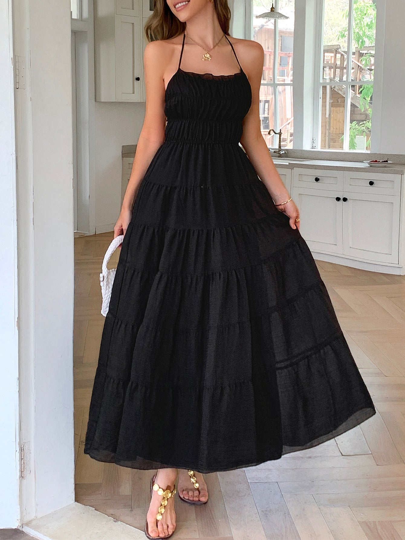 Spring/Summer Women's Holidays Casual Halter-Neck Beach Dress 3