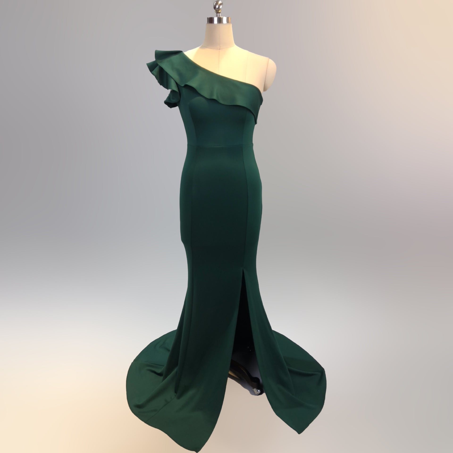 Women Summer Formal One Shoulder Shoulder High Slit Mermaid Evening Dress 11