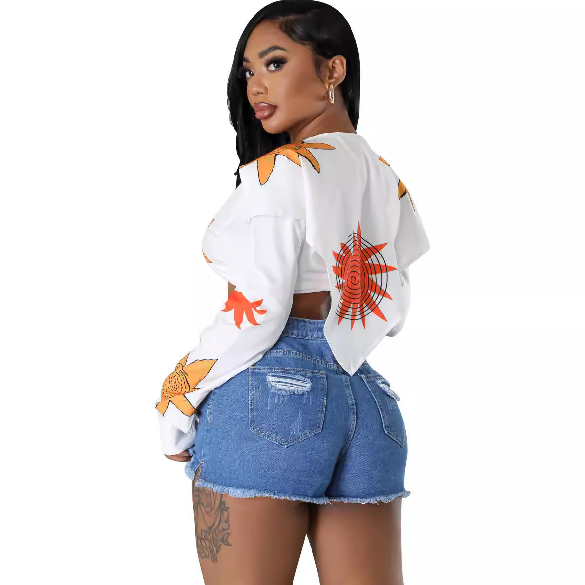 Women's Autumn Winter Print Button Long Sleeve Shirt 6