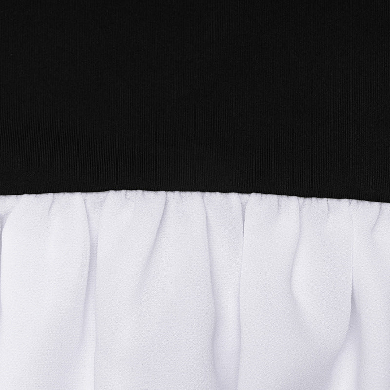 Women Chiffon Patchwork Contrast Color Dress 16