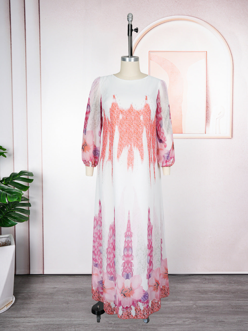 Muslim Print Chiffon Plus Size Women's Long Dress 9
